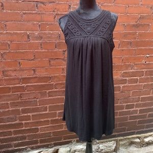 Mittoshop Black Crochet Detail Swing Dress Small